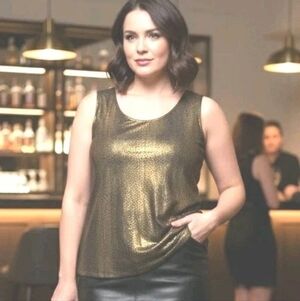 Carole Little Y2K Gold Snakeskin Sleeveless Woman's 3X metallic shimmer